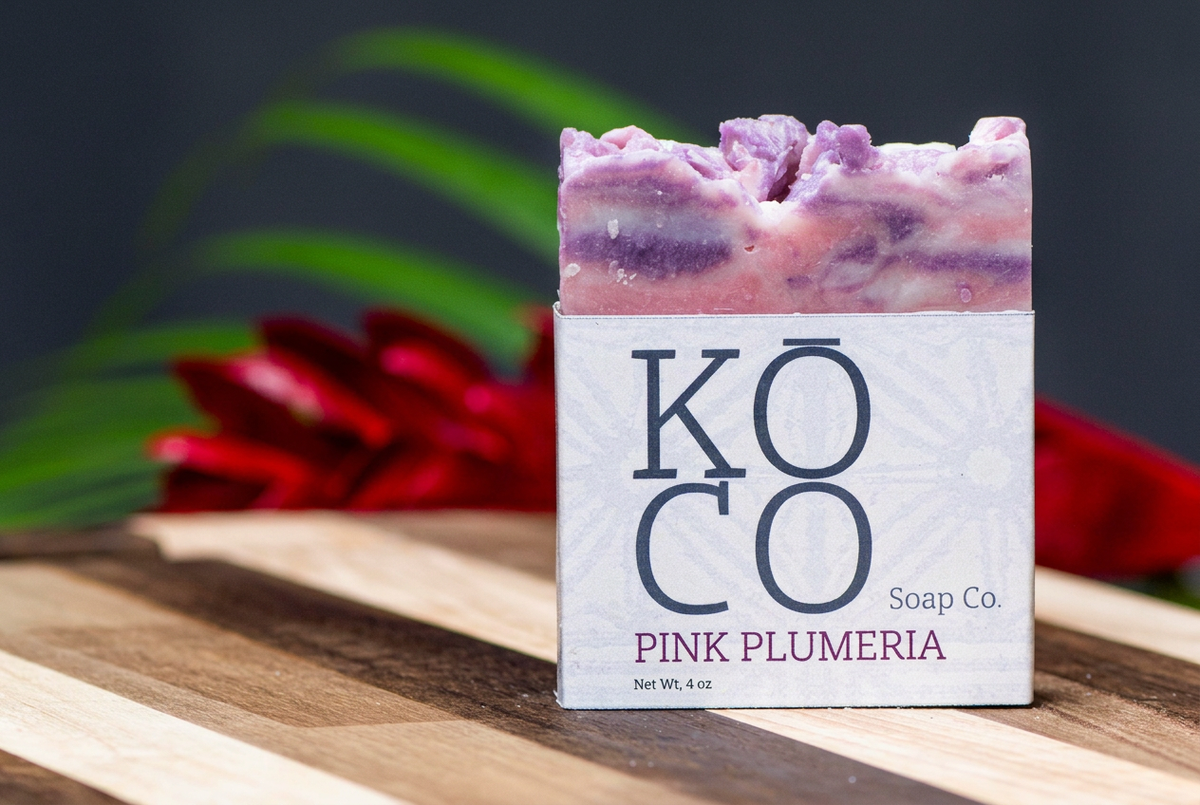 AI-enhanced Pink Plumeria soap photo