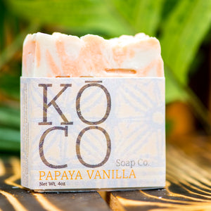 Koco Soap Co organic Kauai made soap scented with Papaya and Vanilla